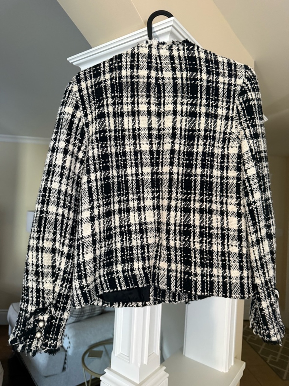 Zara Basic Collection Black & White Tweed Button-Front Jacket - Picture 2 of 4